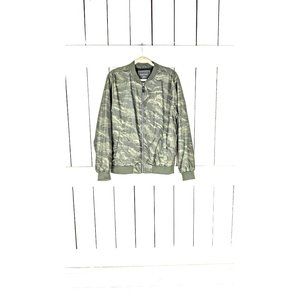 Army green camo camouflage satin bomber jacket